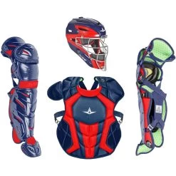ALL-STAR SYSTEM 7 AXIS INTERMEDIATE NOCSAE APPROVED CATCHER'S KIT (Navy/Scarlet)