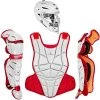 All-Star AFx Series Fastpitch Softball Catcher's Package (White/Scarlet)