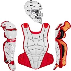 All-Star AFx Series Fastpitch Softball Catcher's Package (White/Scarlet)