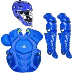 All-Star System7 Axis NOCSAE Adult Solid Color Blocking Baseball Catchers Set (Royal)