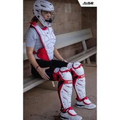 All-Star AFx Series Fastpitch Softball Catcher's Package (White/Scarlet) -Baseball Shop ALSTR CKW AFX WHRD