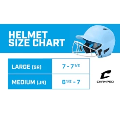 CHAMPRO HX Rise Pro Fastpitch Softball Batting Helmet With Facemask Glossy Finish (Columbia Blue) -Baseball Shop CHAMPRO FASTPITCH HELMET WITH FACEMASK SIZE CHART BBLUE