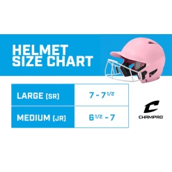 CHAMPRO HX Rise Pro Fastpitch Softball Batting Helmet With Facemask Glossy Finish (Pink) -Baseball Shop CHAMPRO FASTPITCH HELMET WITH FACEMASK SIZE CHART BPINK