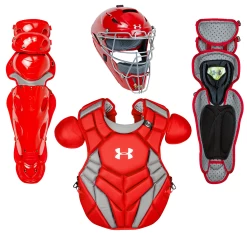 Under Armour Pro 4 NOCSAE Catcher's Equipment Gear Set Intermediate (Scarlet)