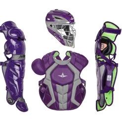 All-Star System7 Axis NOCSAE Adult Two Tone Baseball Catchers Set (Purple)