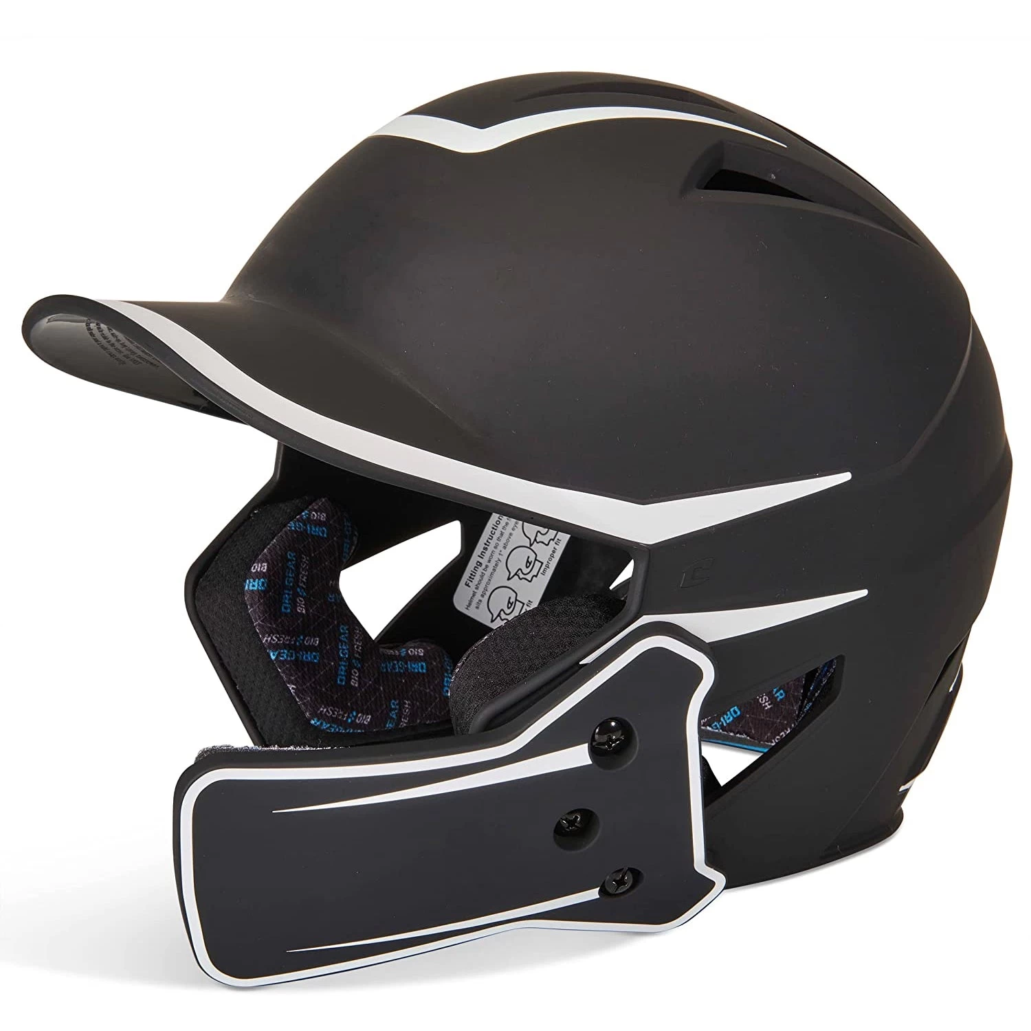 Champro HX Legend Plus Batting Helmet W/ Reversible Jaw Guard (Black / White) 3 Champro HX Legend Plus Batting Helmet W/ Reversible Jaw Guard (Black / White)