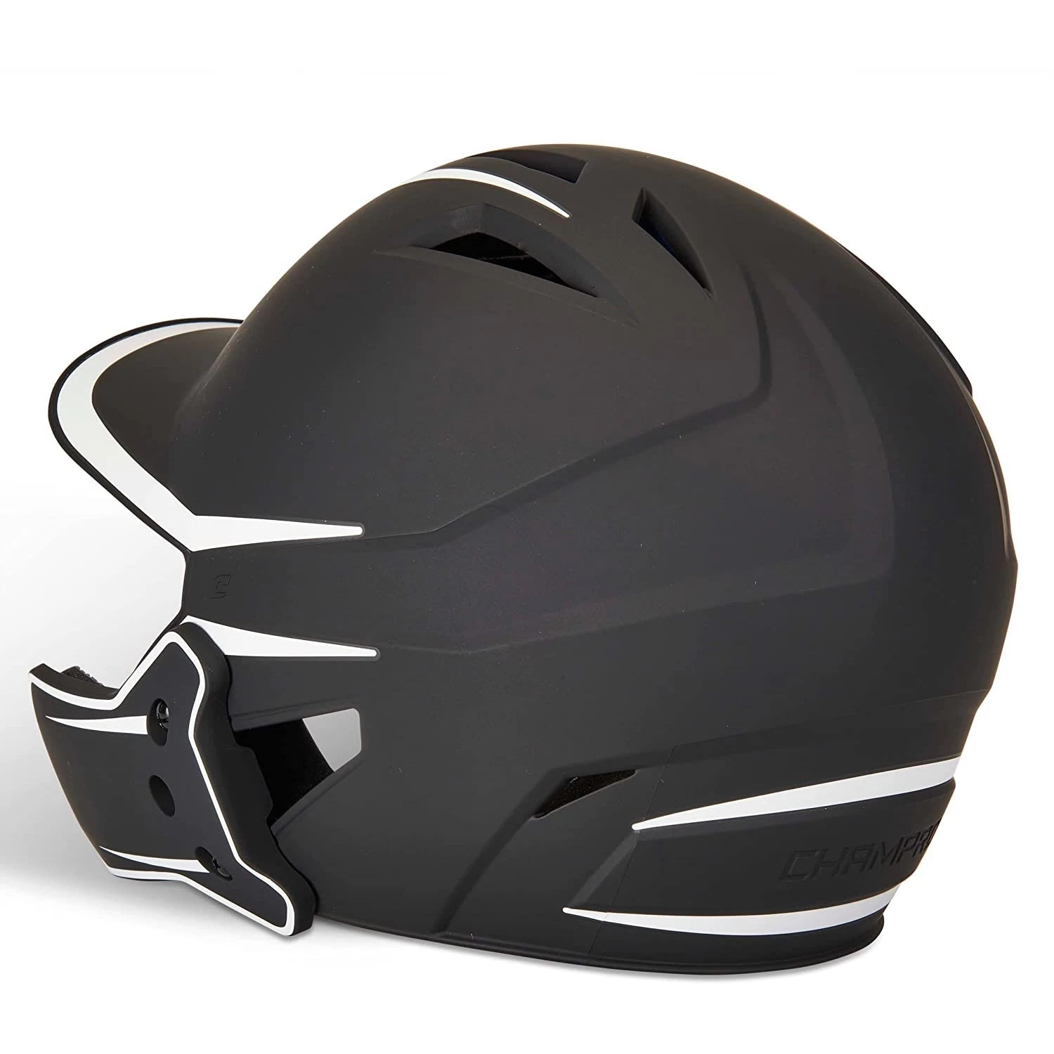Champro HX Legend Plus Batting Helmet W/ Reversible Jaw Guard (Black / White) 5 Champro HX Legend Plus Batting Helmet W/ Reversible Jaw Guard (Black / White) - Image 3