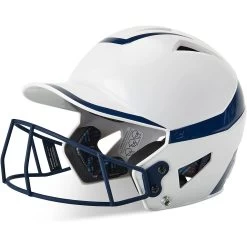 Champro Rise Pro Fastpitch Softball Batting Helmet W/ Facemask (White/Navy)
