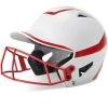 Champro Rise Pro Fastpitch Softball Batting Helmet W/ Facemask (White/Scarlet) -Baseball Shop cha prorishlmtmask hxfpg2scj whsc 1