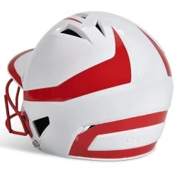 Champro Rise Pro Fastpitch Softball Batting Helmet W/ Facemask (White/Scarlet) -Baseball Shop cha prorishlmtmask hxfpg2scj whsc 3