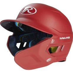 Rawlings Mach 1-Tone Batting Helmet W/ Adjustable Face Guard (Scarlet)