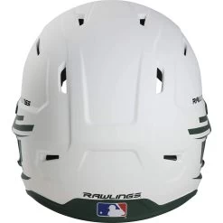 Rawlings Mach Ice Fastpitch Softball Batting Helmet With Face Guard (White/Dark Green) -Baseball Shop raws msb13j wdg 3