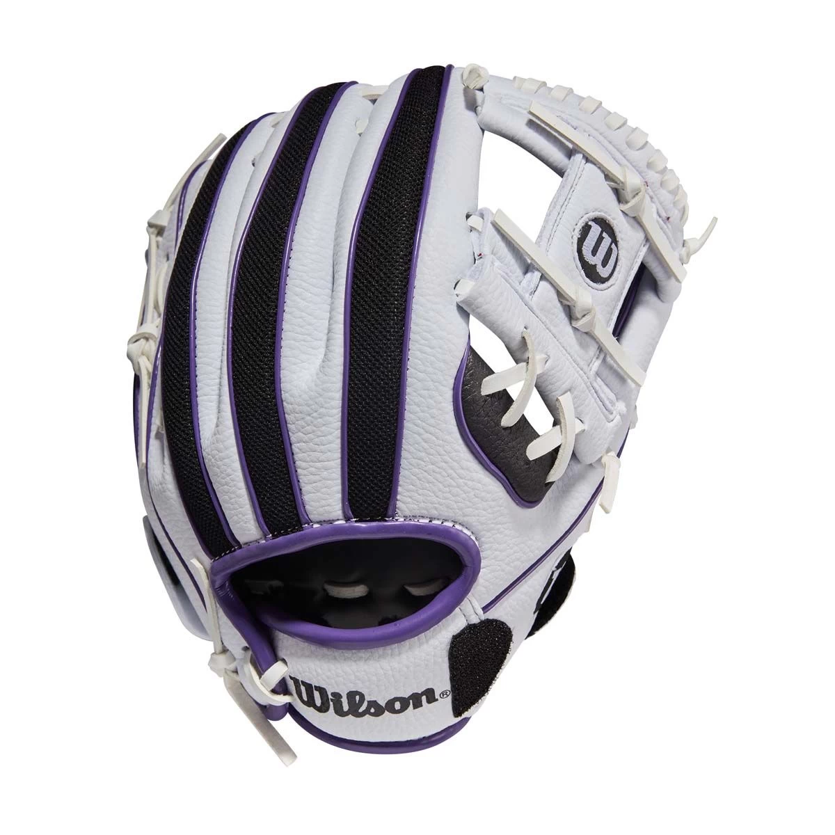 Wilson A200 White Black And Purple 10" Youth Baseball Glove 5 Wilson A200 White Black And Purple 10" Youth Baseball Glove - Image 3