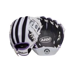 Wilson A200 White Black And Purple 10" Youth Baseball Glove
