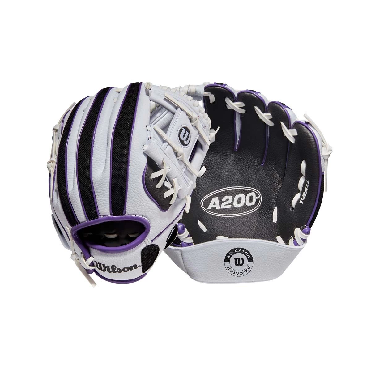 Wilson A200 White Black And Purple 10" Youth Baseball Glove 3 Wilson A200 White Black And Purple 10" Youth Baseball Glove